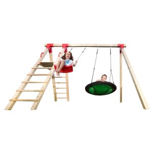 Altalena Weka Tabaluga con piattaforma, altalena a nido e altalena a tavola per bambini.