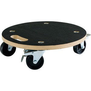 Planche de transport ronde TRR-200 avec revêtement antidérapant et 4 roulettes, capacité 200 kg.