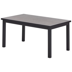 Tavolo da giardino Beliani Messina, alluminio nero, piano effetto pietra.
