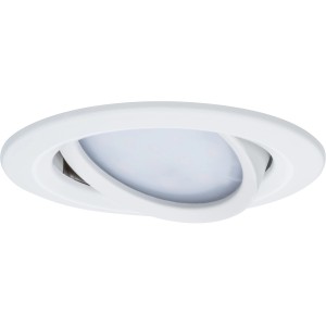 Weißer Paulmann LED Einbaustrahler Premium Coin Slim IP23 für Deckenmontage.