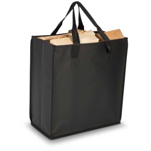 Borsa multiuso nera Müllex Heavy Bag (50 l) piena di legna.