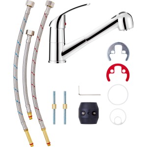 Miscelatore monocomando baliv KI-1181 cromato con accessori e doccetta.