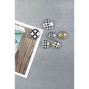 Aimants en verre Fix-o-moll, lot de 6, motifs variés pour fixer des notes.