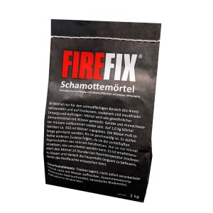Mortier réfractaire Firefix 1 kg en sac noir, pour cheminées et poêles.