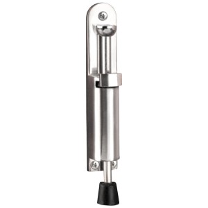 Butoir de porte Burg Wächter TF 165 Ni SB, aspect inox avec butée en caoutchouc noir.