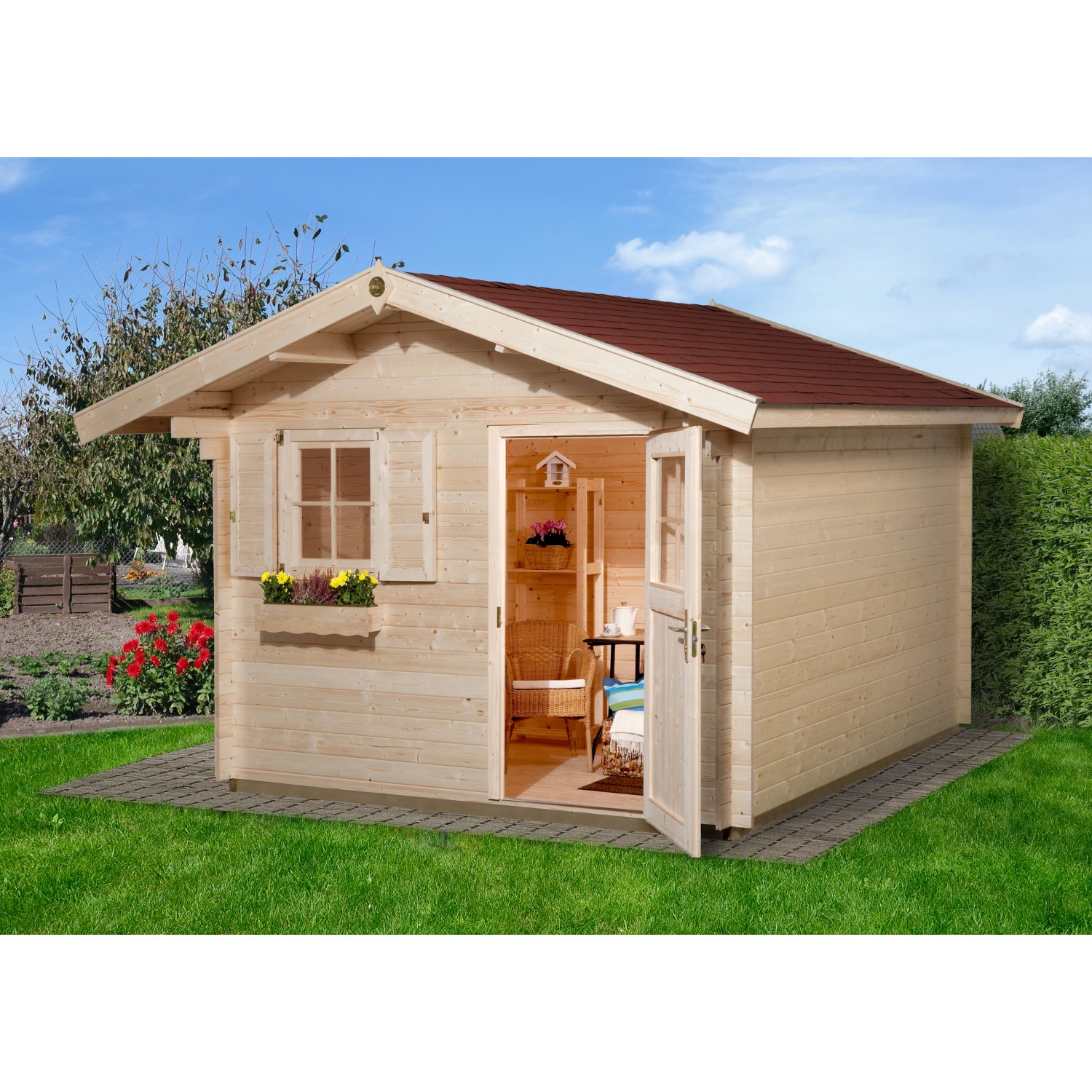 Weka Gartenhaus Belluno extra hoch mit extra hoher Tür kaufen bei OBI