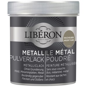 Libéron Vernice metallizzata in polvere Argento fumo, barattolo. Pittura effetto metallo per mobili in legno.