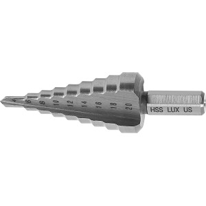 Foret étagé LUX Comfort, 4-20 mm, pour perçages précis dans le métal, le plastique et le bois.