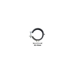 Collare di supporto insonorizzato, Ø 40-44 mm, in acciaio zincato con inserto in gomma per l'isolamento acustico.
