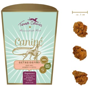 Terra Canis Canipe snack per cani al tacchino, senza cereali, 200g. Crocchette per premiare il cane.