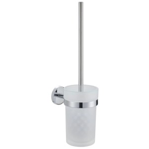 Ensemble brosse WC Diaqua Oslo, fixation murale, métal, noir mat et chrome.