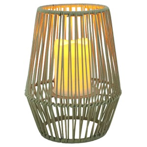 Lanterna solare a LED grigia con candela a LED, alta 31 cm, per giardino e balcone.
