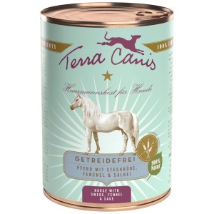 Terra Canis alimento umido per cani cavallo senza cereali, lattina da 400g.