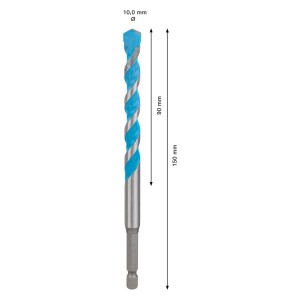 Foret universel Bosch Expert Hex-9 Multi Construction, diamètre 10 mm, longueur 150 mm.
