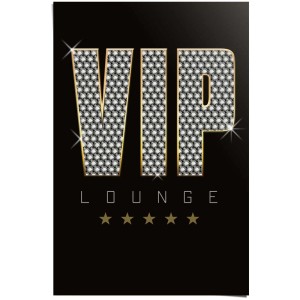 Maxi-poster scintillant « Vip Lounge » (61x91,5 cm) avec des accents dorés sur fond noir.