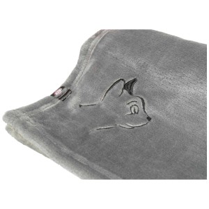 Couverture grise Trixie Nilay (70x50 cm) en polyester avec motif chat, idéale comme couverture pour chien ou pour chat.