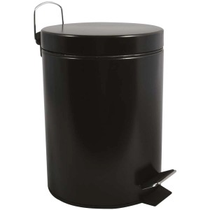 Cestino a pedale MSV nero in metallo, 5 litri, per bagno o cucina.