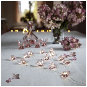 Guirlande lumineuse LED Star Trading Valentine, cœurs roses, lumière blanche chaude pour intérieur, 165cm.