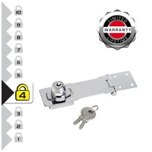 Master Lock Überfalle mit Schloss, 118mm, aus Stahl. Inkl. Schlüssel. Für Riegel & Sperren.