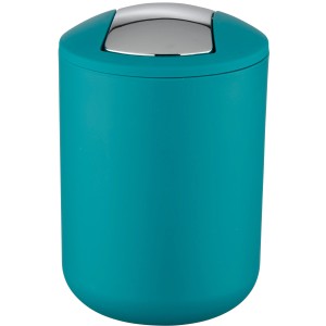 Wenko Pattumiera cosmetici Brasil Petrol S, 2 l, con coperchio basculante e coperchio cromato.