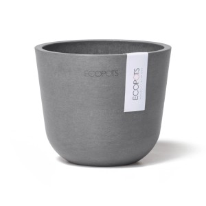 Ecopots Oslo Mini pot de fleurs, gris, 11,5x10cm. Petit pot de fleurs rond pour intérieur et extérieur.