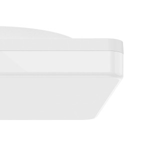 Gros plan du plafonnier LED blanc Eglo Expert Castagneto, adapté aux pièces humides.