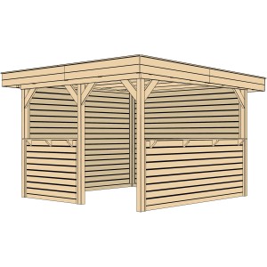 Gazebo da giardino Weka Rimini con tetto piatto, 349x360 cm, ideale per feste in giardino e protezione dal vento.