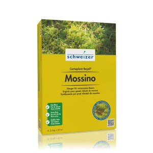 Engrais gazon Schweizer Certoplant Royal Mossino 2,5kg pour une pelouse verte sans mousse.