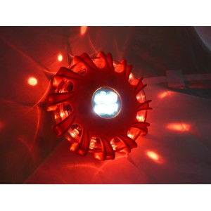 Rote LED-Magnet-Warnblinkleuchte mit weißen LEDs für die Sicherheit unterwegs.