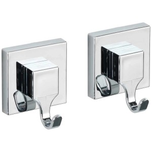Wenko Ganci a muro Vacuum-Loc Quadro Set da 2, effetto cromo, per bagno e cucina.