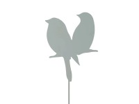 Gartenstecker Vogelpaar Grau