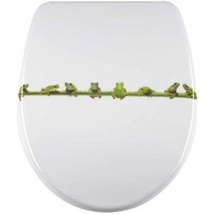 Abattant WC Diaqua Frog, duroplast, multicolore, avec des grenouilles sur une branche.
