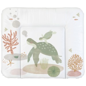 Matelas à langer large Rotho Sea Life avec motif de tortues pour commodes à langer.
