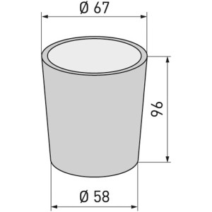 Verre à dents Diaqua, verre transparent avec dimensions (hauteur 96mm, diamètre bas 58mm, haut 67mm)