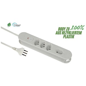 Multiprise Schönenberger Relife blanche avec 4 prises T13 et câble de 1,8 m.