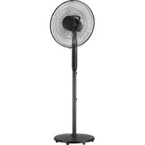 Schwarzer Standventilator Silent, Ø 40 cm, 135 cm hoch, mit Fernbedienung.