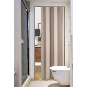 Porte accordéon Spacy décor mélèze gris, 84x205 cm, gain de place et verrouillable.