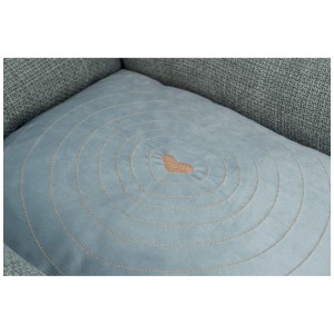 Panier pour chien Trixie Viviana bleu-gris, rectangulaire, 60x50 cm, avec motif cœur.