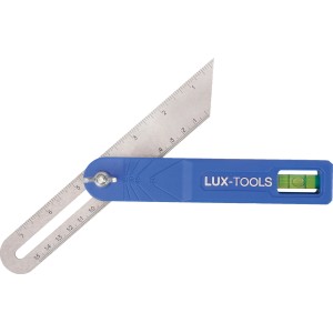 Équerre à coulisse en plastique LUX 240 mm Classic : Rapporteur d'angle avec niveau à bulle et fonction de traçage.