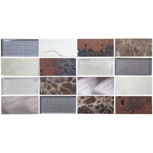Mosaïque Vabene Pronto Uno Beige, 15x30 cm, motifs variés.