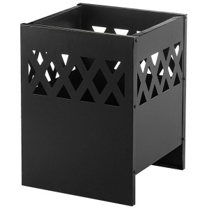 Schwarze Beliani Feuerstelle Shiga aus Stahl mit Grillrost für Garten & Terrasse.