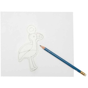 Schrumpffolie A5 transparent, 7 Bogen mit Vogel-Motiv und Bleistift zum Basteln.