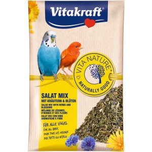 Vitakraft Vita Natur Salad Mix per uccelli, alimento complementare con erbe e fiori in sacchetto di carta da 10g.