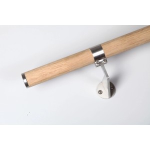 Main courante avec support et collier en acier inoxydable V2A (Ø 40 mm) pour montage mural, accessoire pour rampe d'escalier.