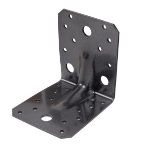 Staffa angolare per carichi pesanti Duravis, 105x10x90mm, con nervatura e rivestimento duplex in nero diamante.