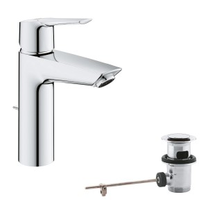 Miscelatore lavabo Grohe QuickFix Start M-Size con scarico a saltarello, cromato.