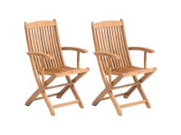 Beliani Gartenstuhl-Set Maui Akazienholz Braun 2 Stk.