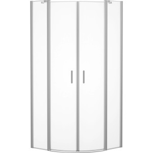 Cabine de douche quart de cercle baliv DUK-90.50R, 90x90 cm, chromée, avec portes battantes.