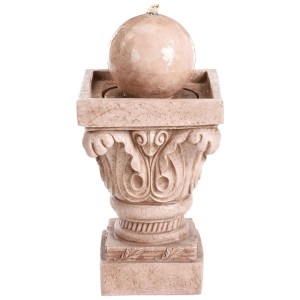 Fontana da giardino beige Beliani Velino con illuminazione a LED, in resina.