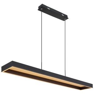 Moderne, dimmbare LED-Hängeleuchte in Schwarz mit Aluminium, 70W. Ideal als Deckenleuchte.
